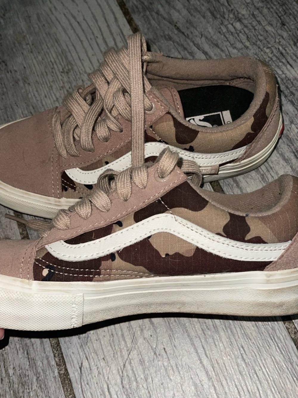 Vans Low-Top Camo Sneakers in Taupe, Brown & White